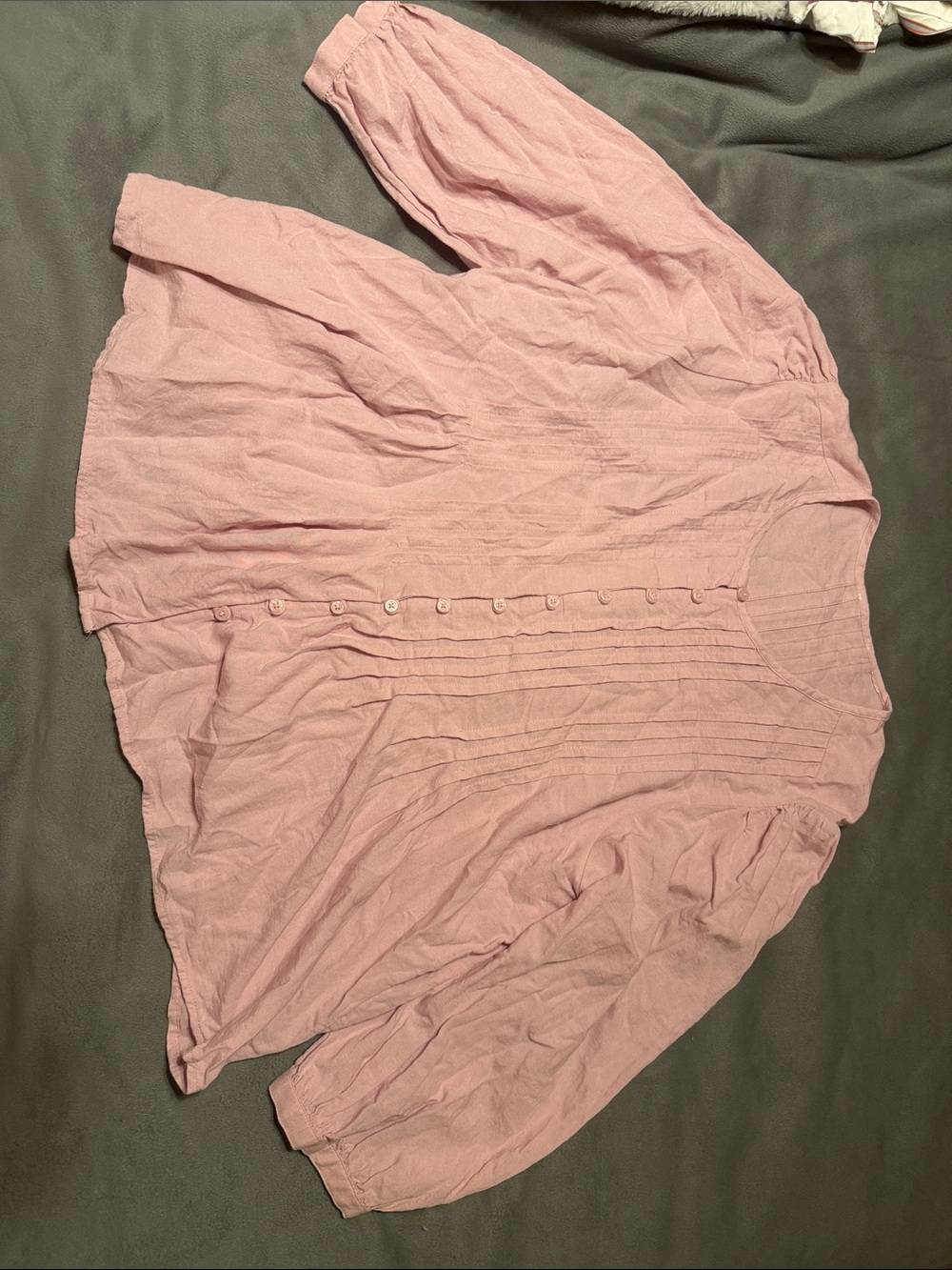 Levis Light Pink Button-Front Puff Sleeve Blouse